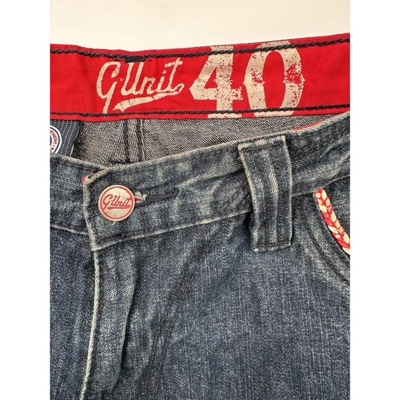 VTG G Unit Blue Heavy Long Loose Baggy Y2K Hip‎ Hop Skater Jean Shorts Men's 40 - Picture 10 of 14